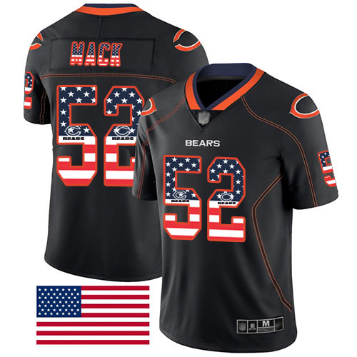 Chicago Bears Limited Black Men Khalil Mack Jersey NFL Football #52 Rush USA Flag->nfl t-shirts->Sports Accessory